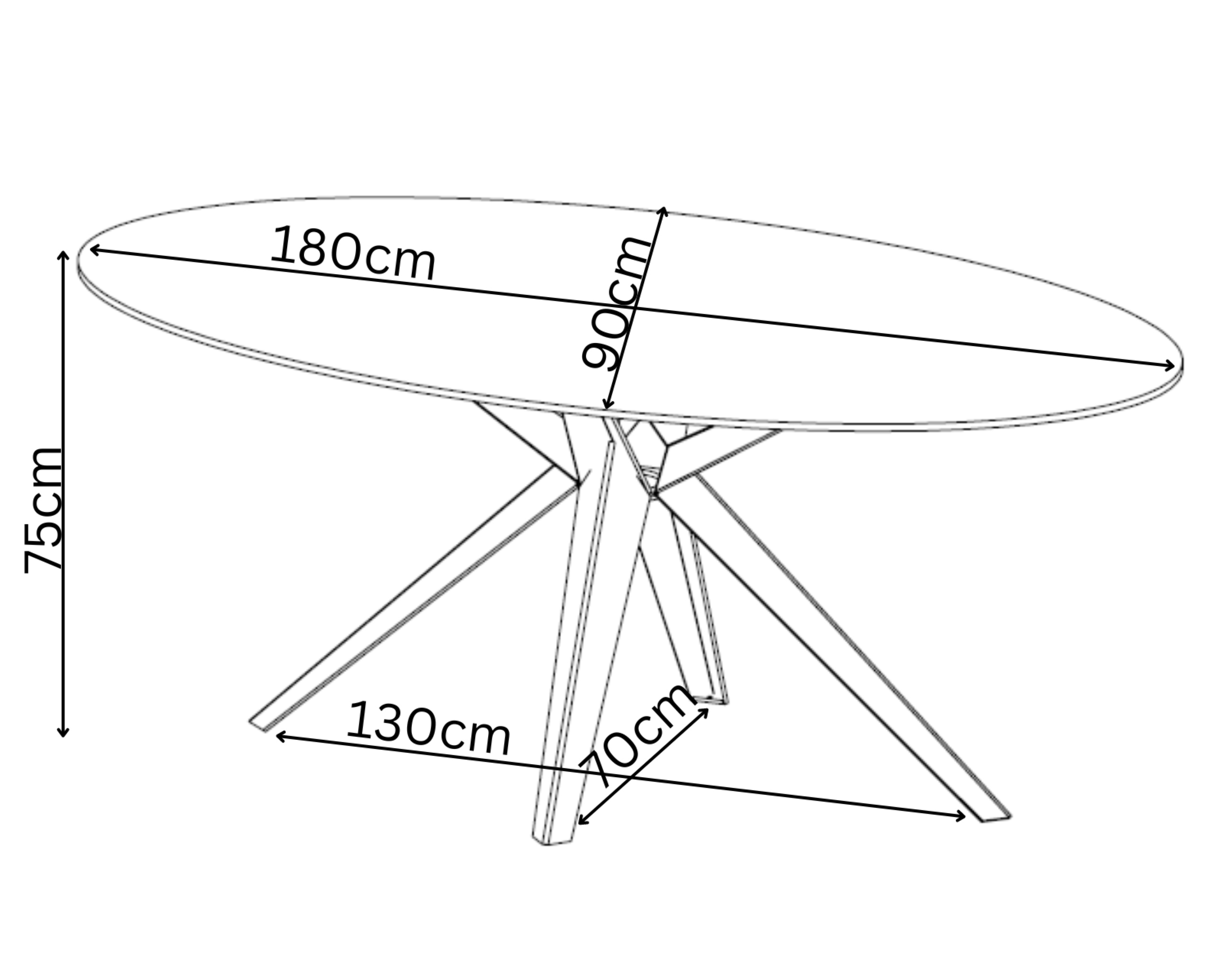 Vitalli 180cm Oval Ceramic Dining Table