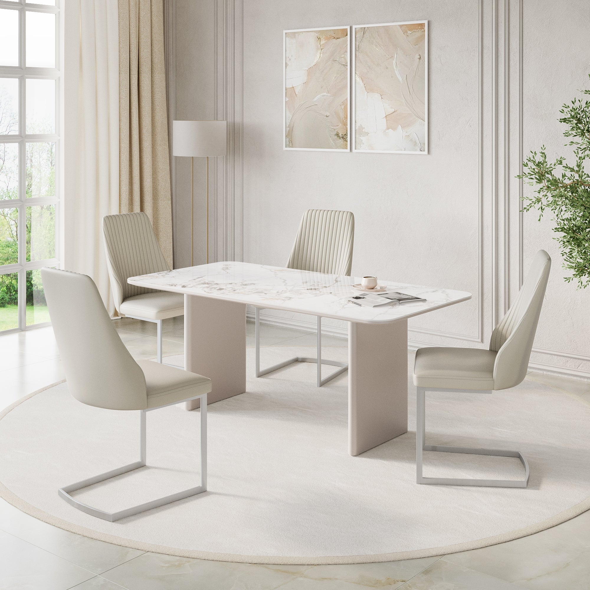 Milano 180cm Gloss White Ceramic Dining Table