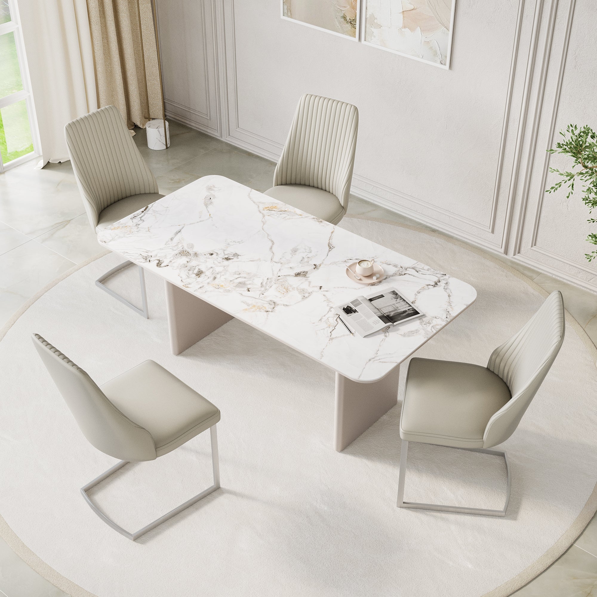 Milano 180cm Gloss White Ceramic Dining Table