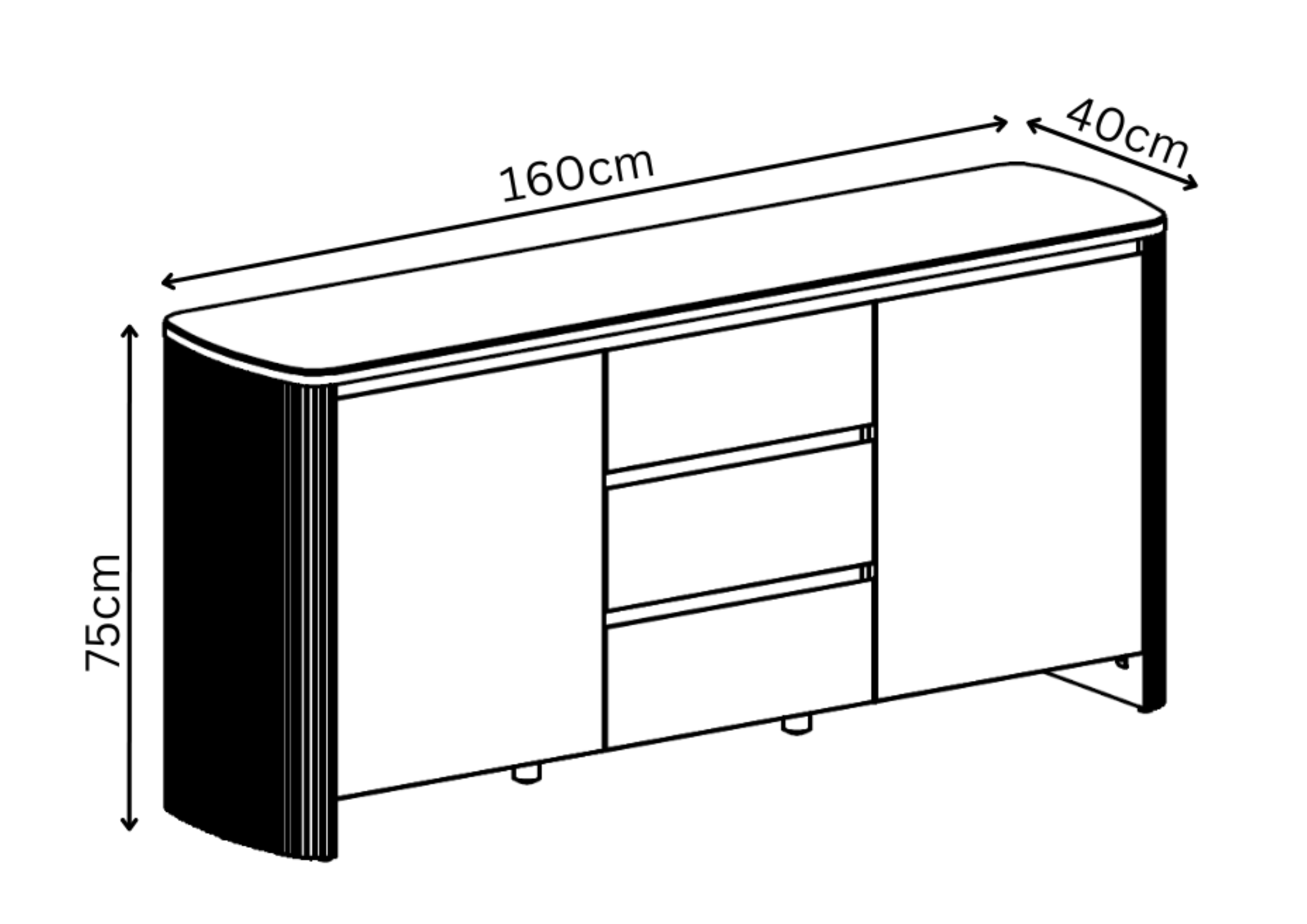 Roberto Gloss Grey Ceramic Sideboard