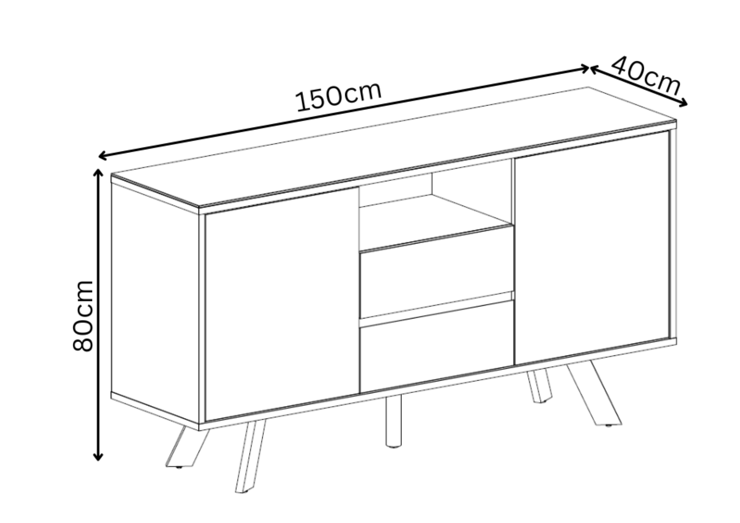 Azzaro Matte Grey Ceramic Sideboard