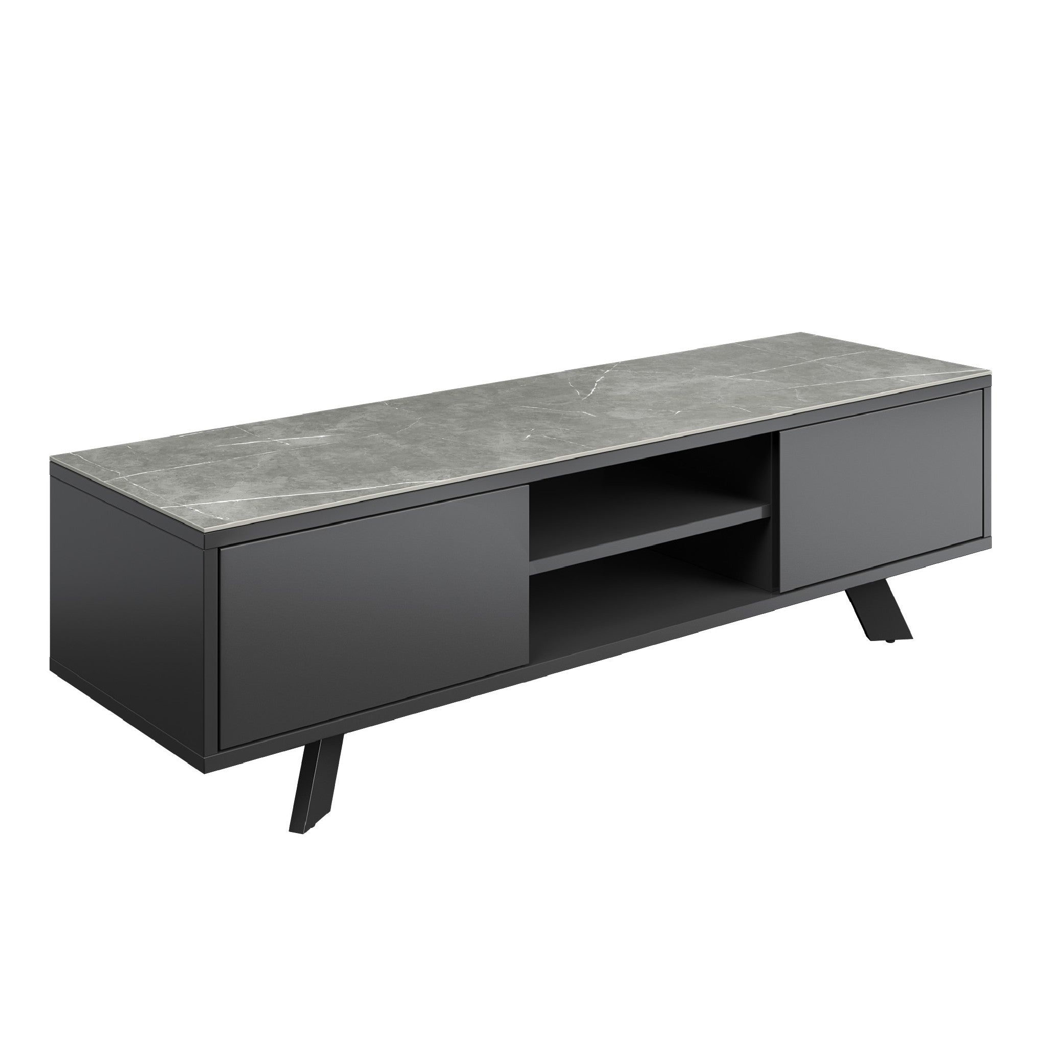 Azzaro Matte Grey Ceramic TV Unit