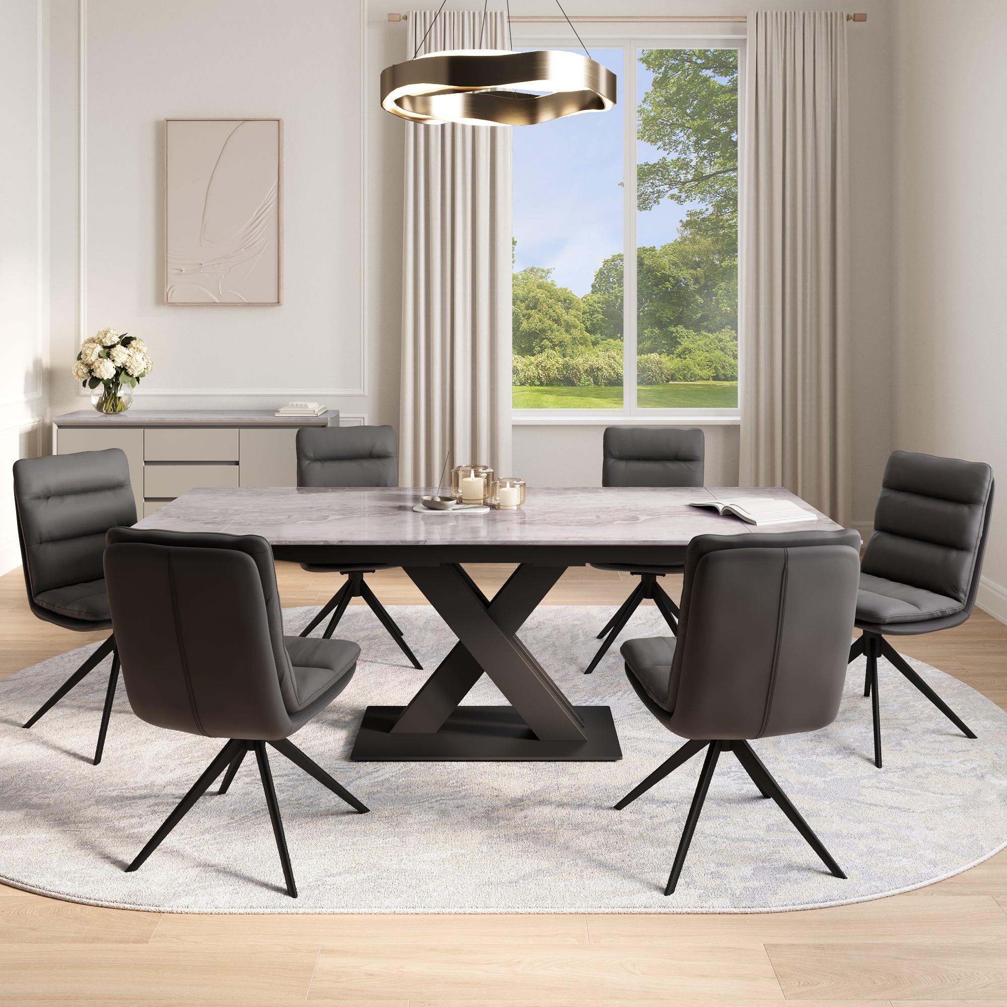 Bari 160-220cm Marble Extending Dining Table