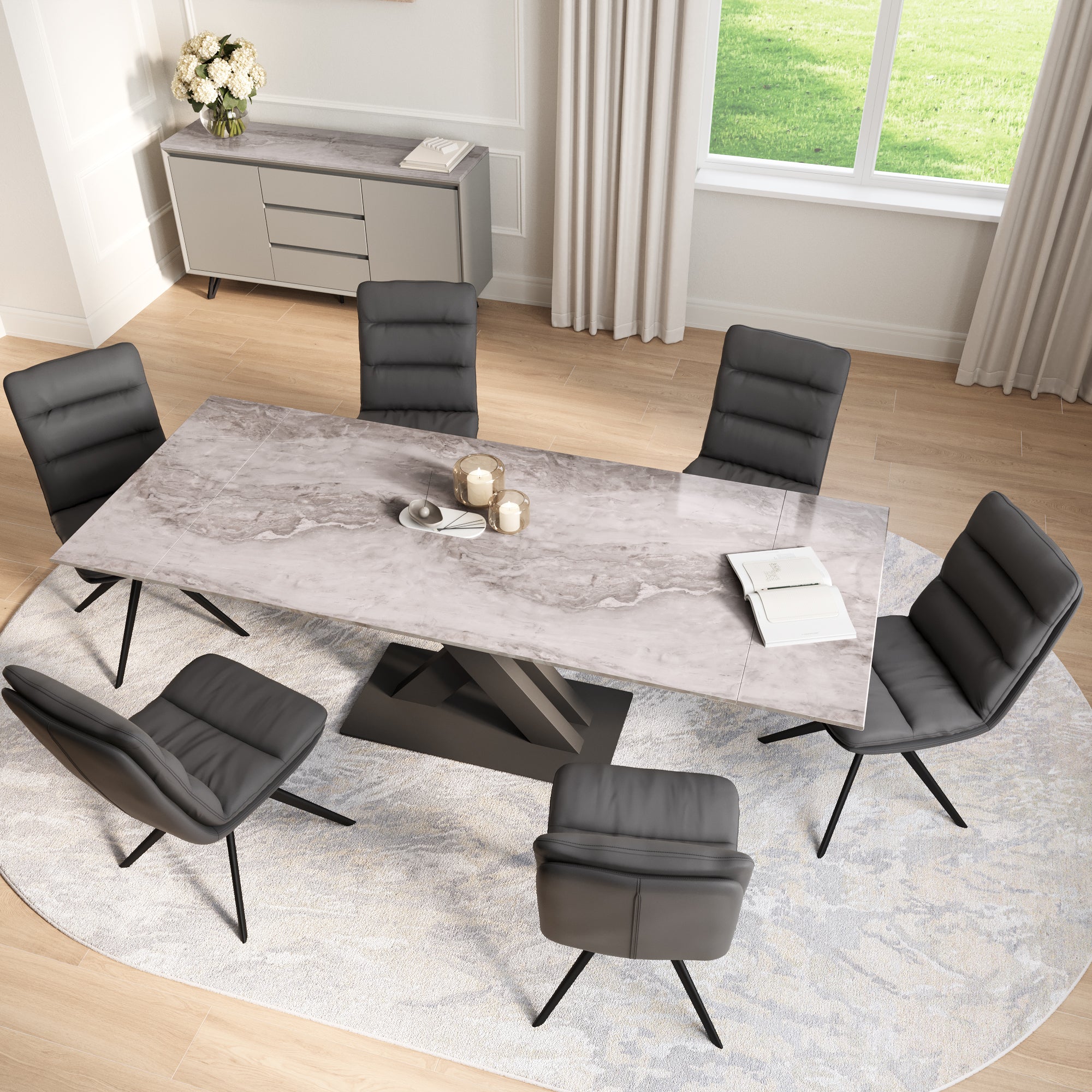 Bari 160-220cm Marble Extending Dining Table