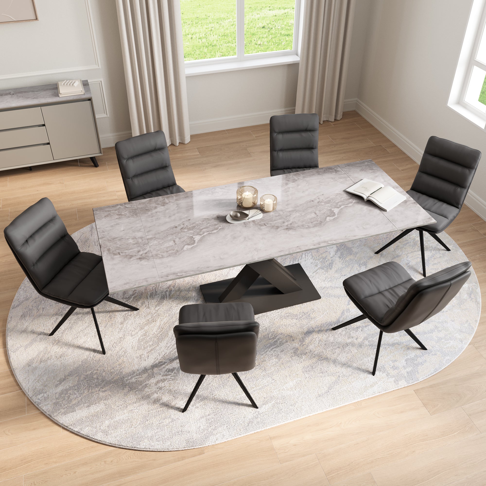 Bari 160-220cm Marble Extending Dining Table