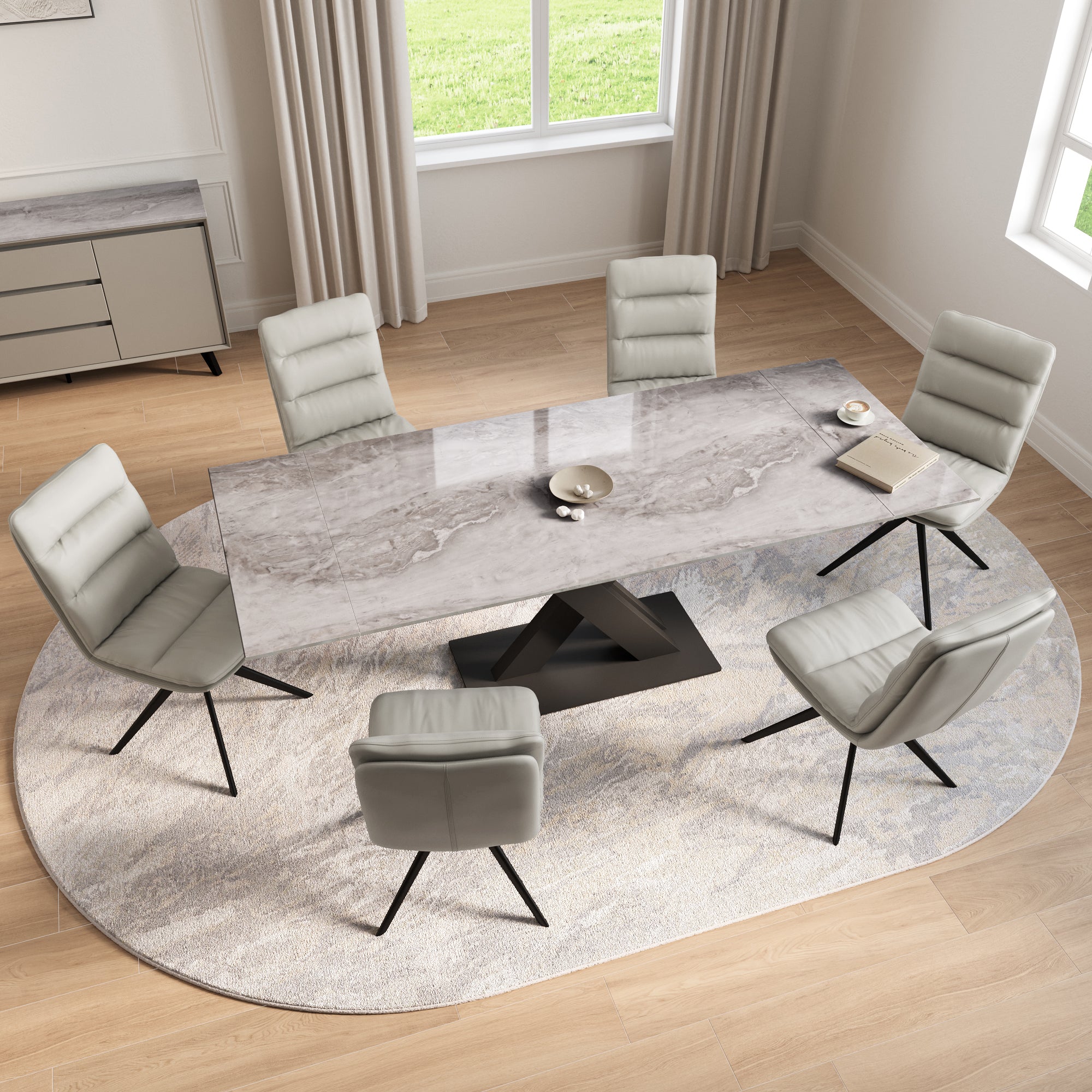 Bari 160-220cm Marble Extending Dining Table