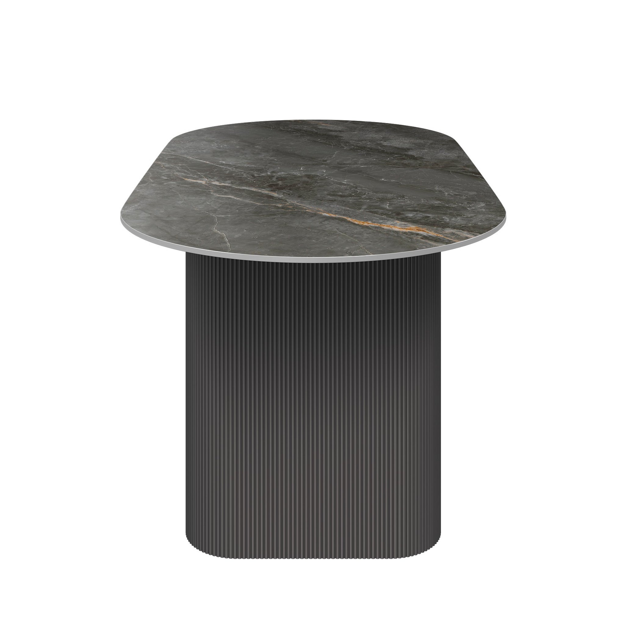 Cartier 180cm Oval Gloss Grey Ceramic Dining Table