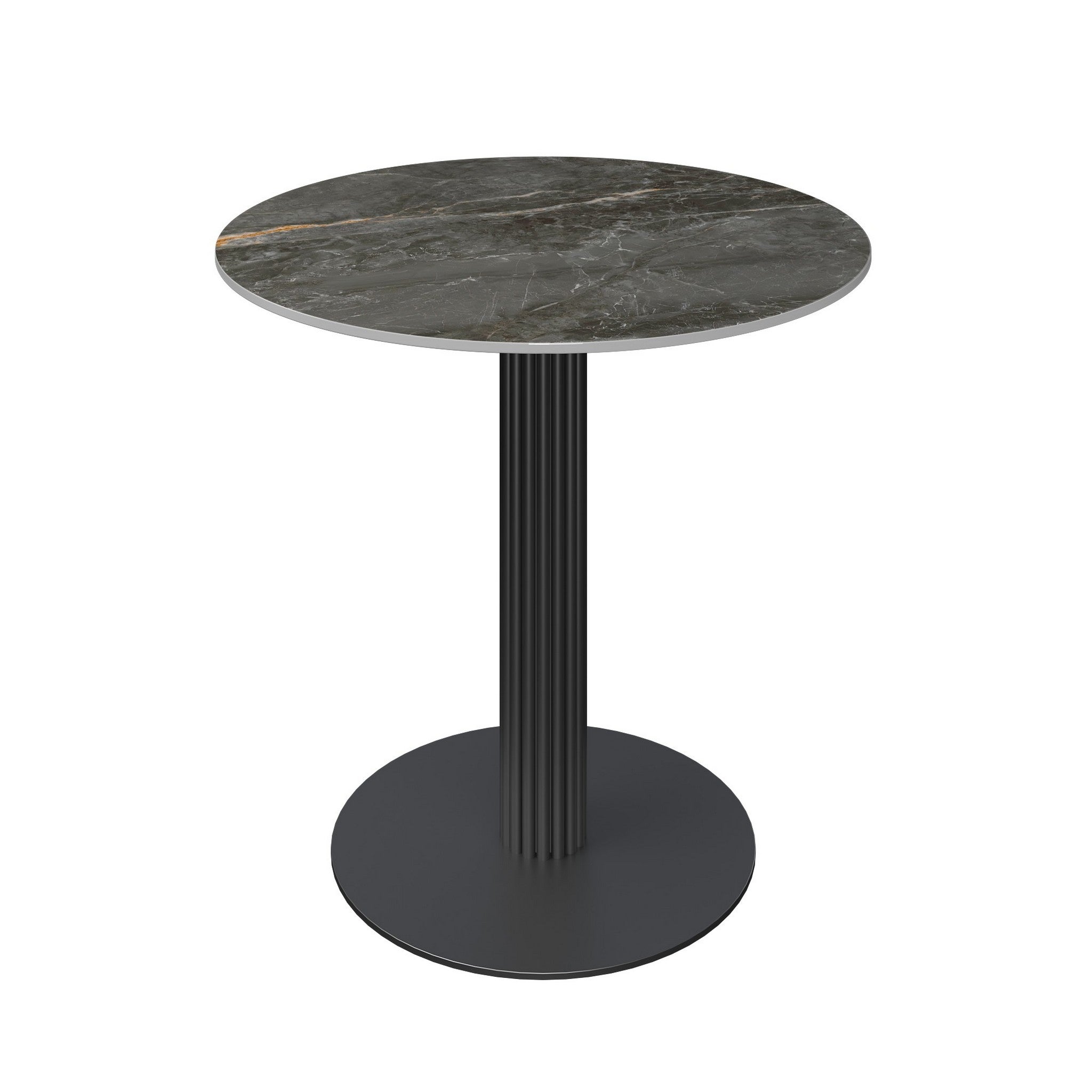 Cartier 80cm Round Gloss Grey Ceramic Dining Table