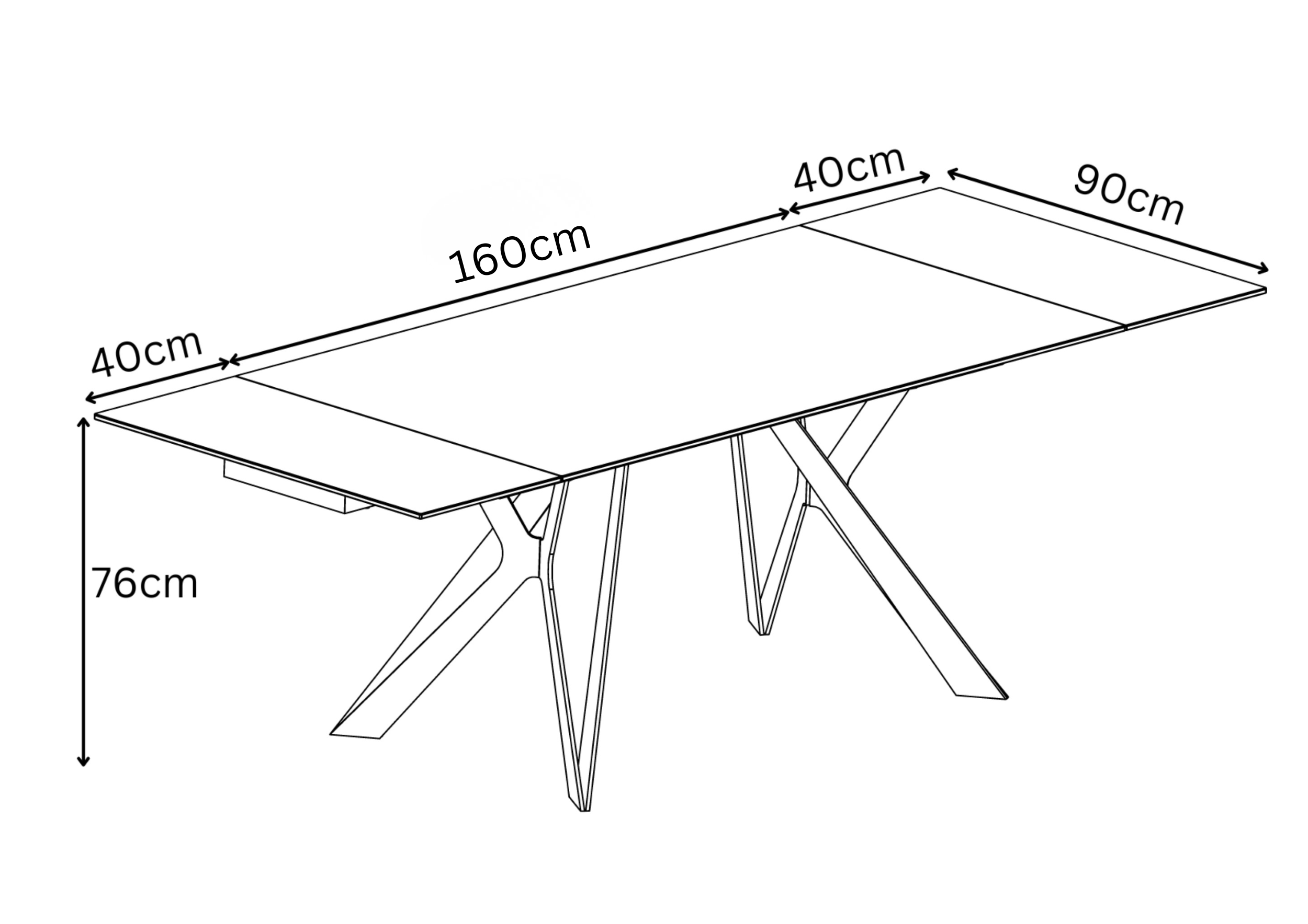 Murano 160-240cm Mid Grey Ceramic Pull-out Extending Dining Table
