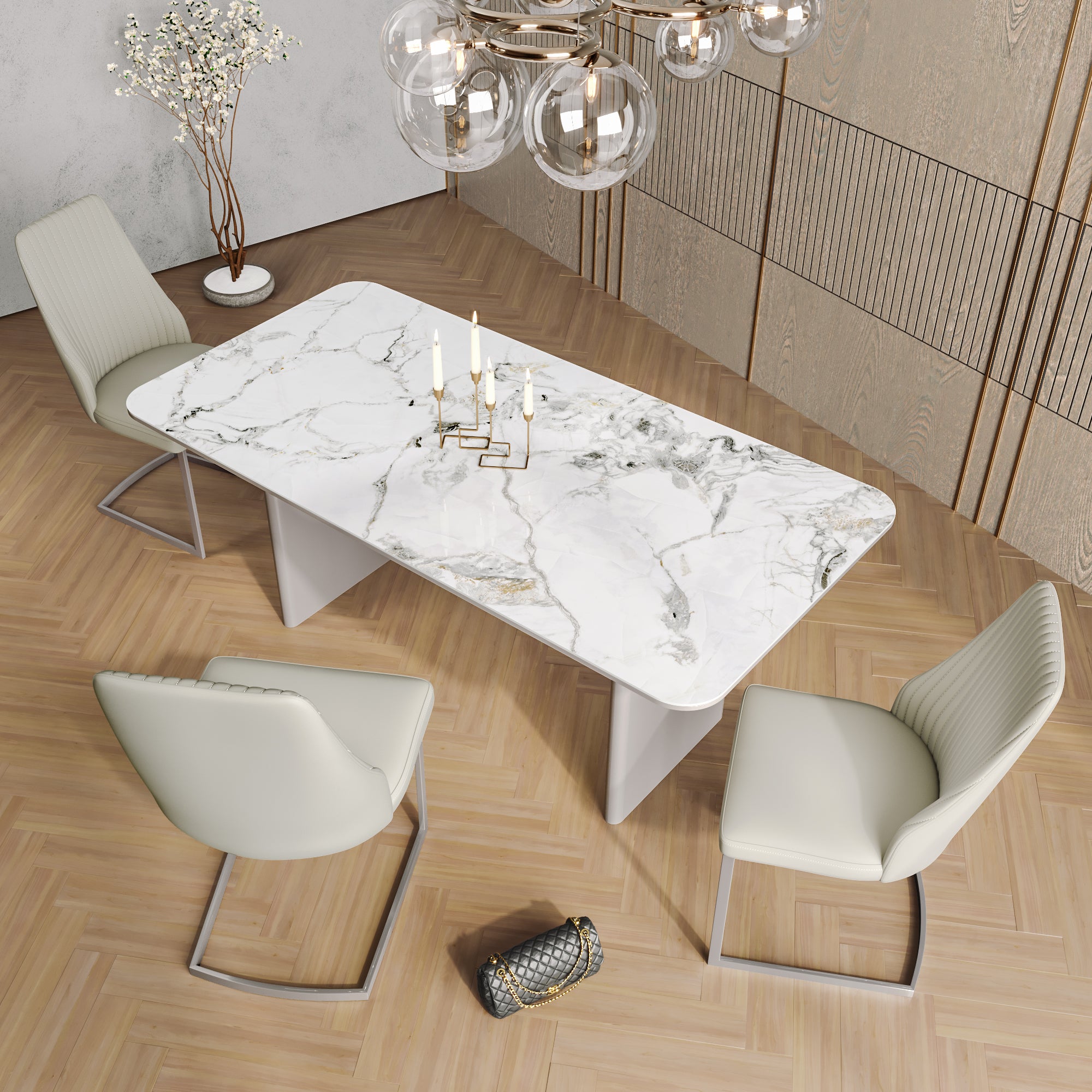 Milano 180cm Gloss White Ceramic Dining Table