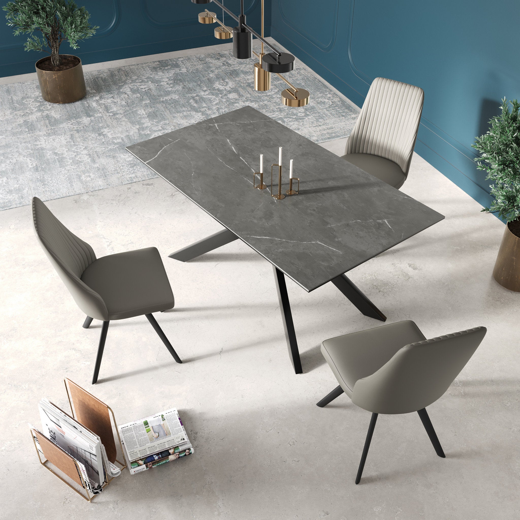 Azzaro 160cm Matte Grey Ceramic Fixed Dining Table