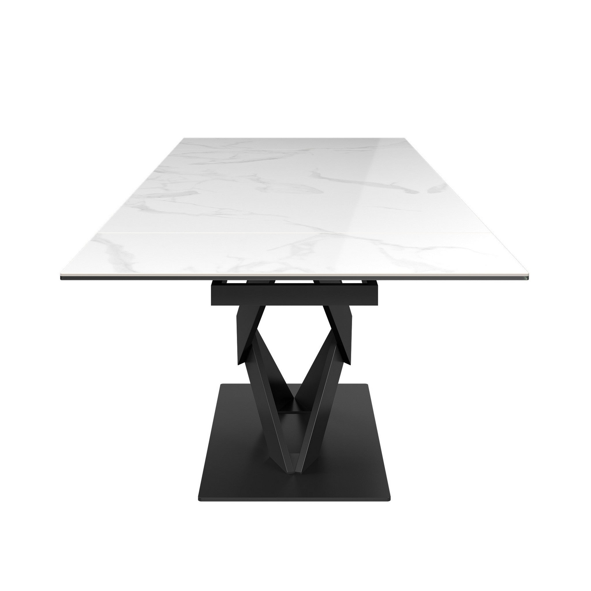 Kenzo 160-240cm Gloss White Ceramic Pull-out Extending Dining Table