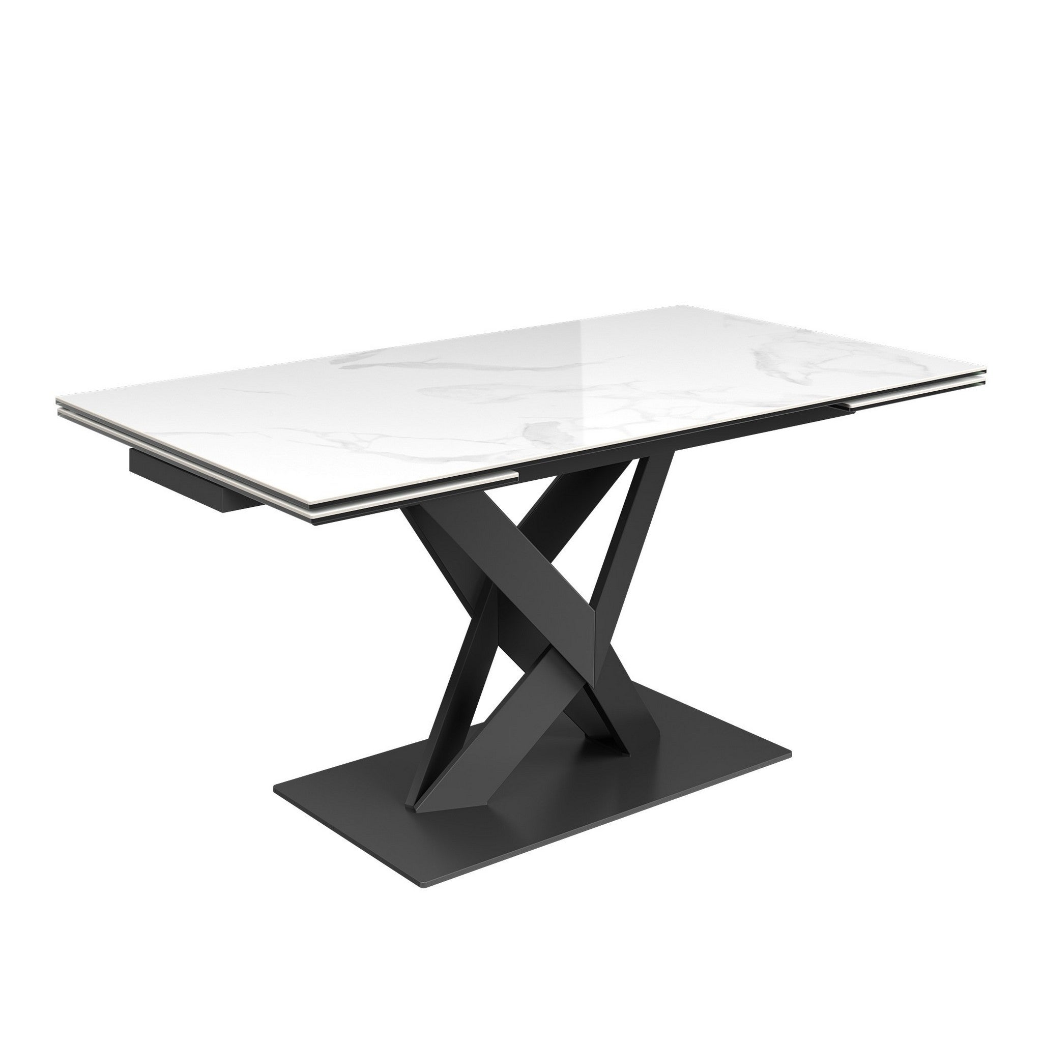 Kenzo 160-240cm Gloss White Ceramic Pull-out Extending Dining Table