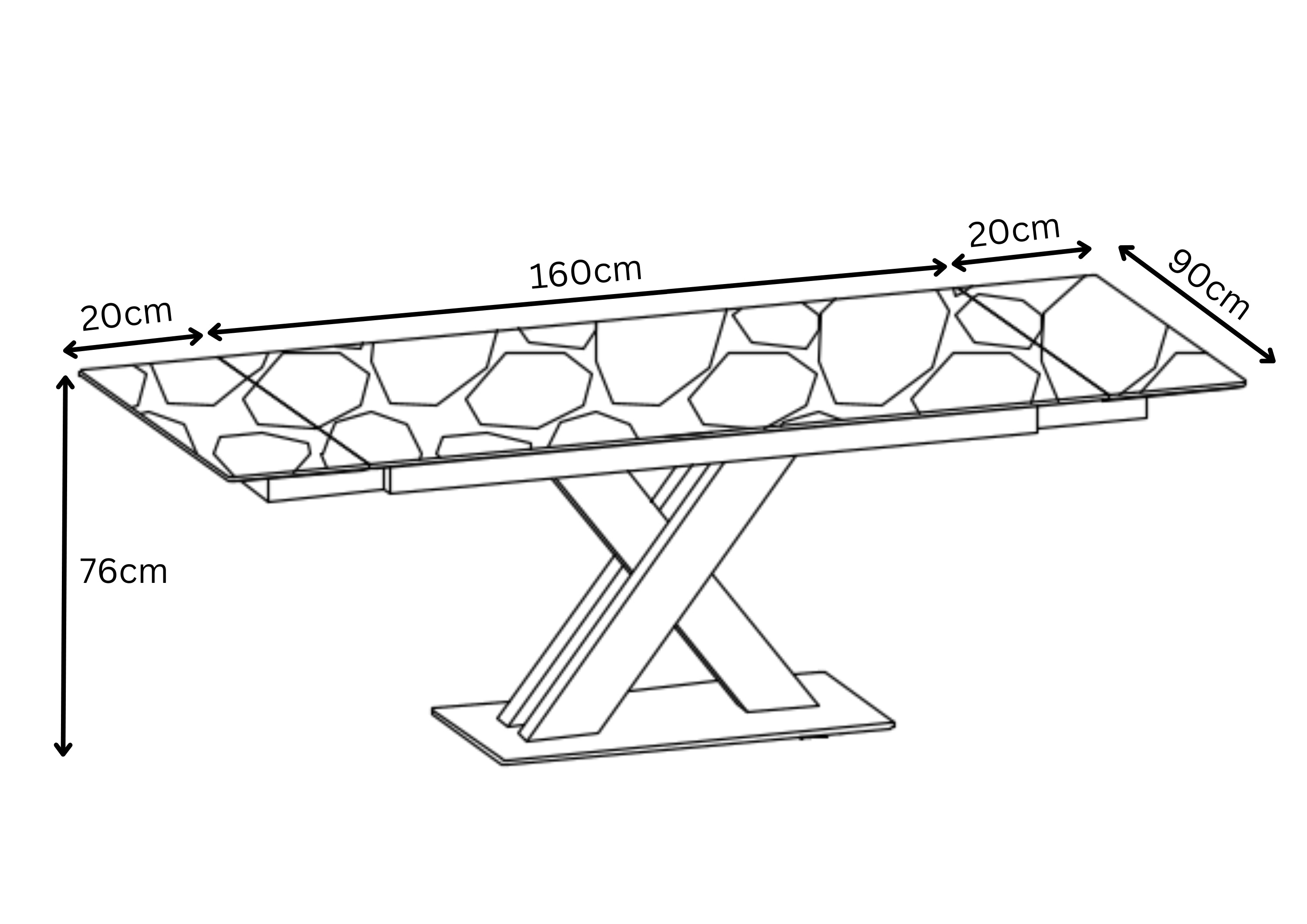 Bari 160-200cm Marble Extending Dining Table