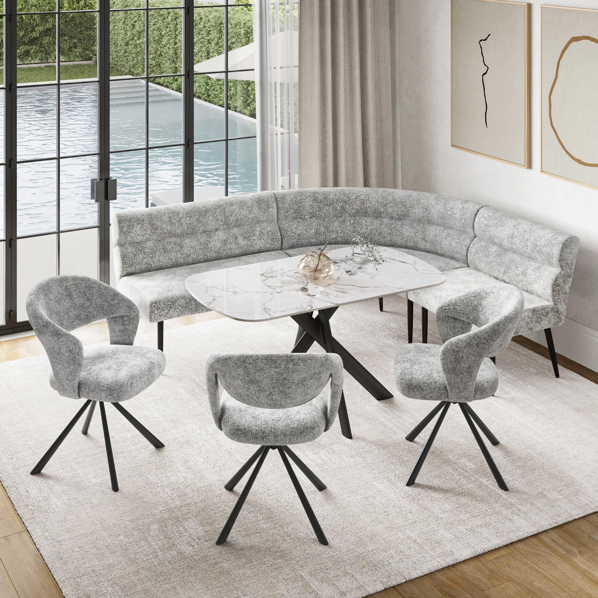 Lazzaro Fabric Curved Corner Bench