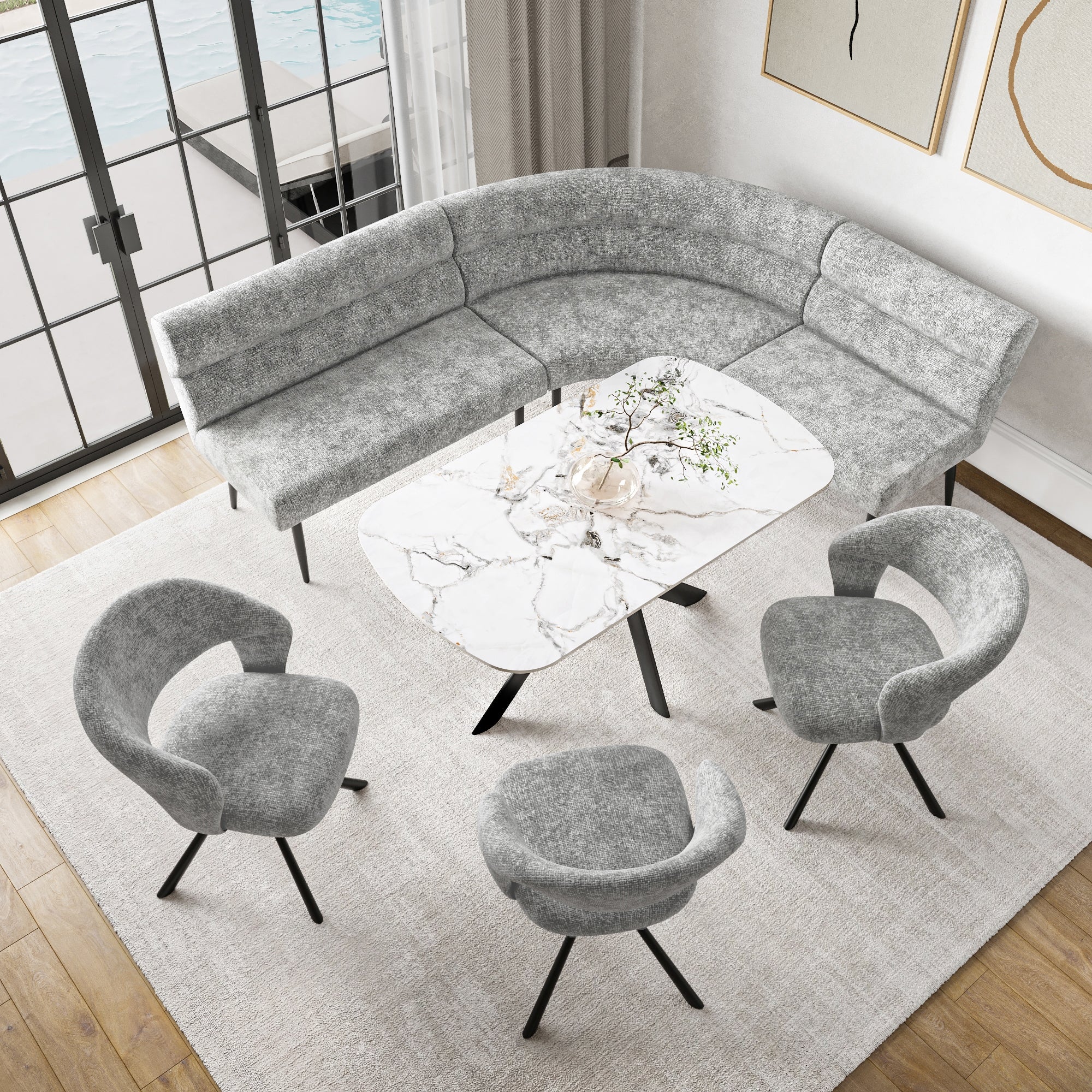 Lazzaro Fabric Curved Corner Bench