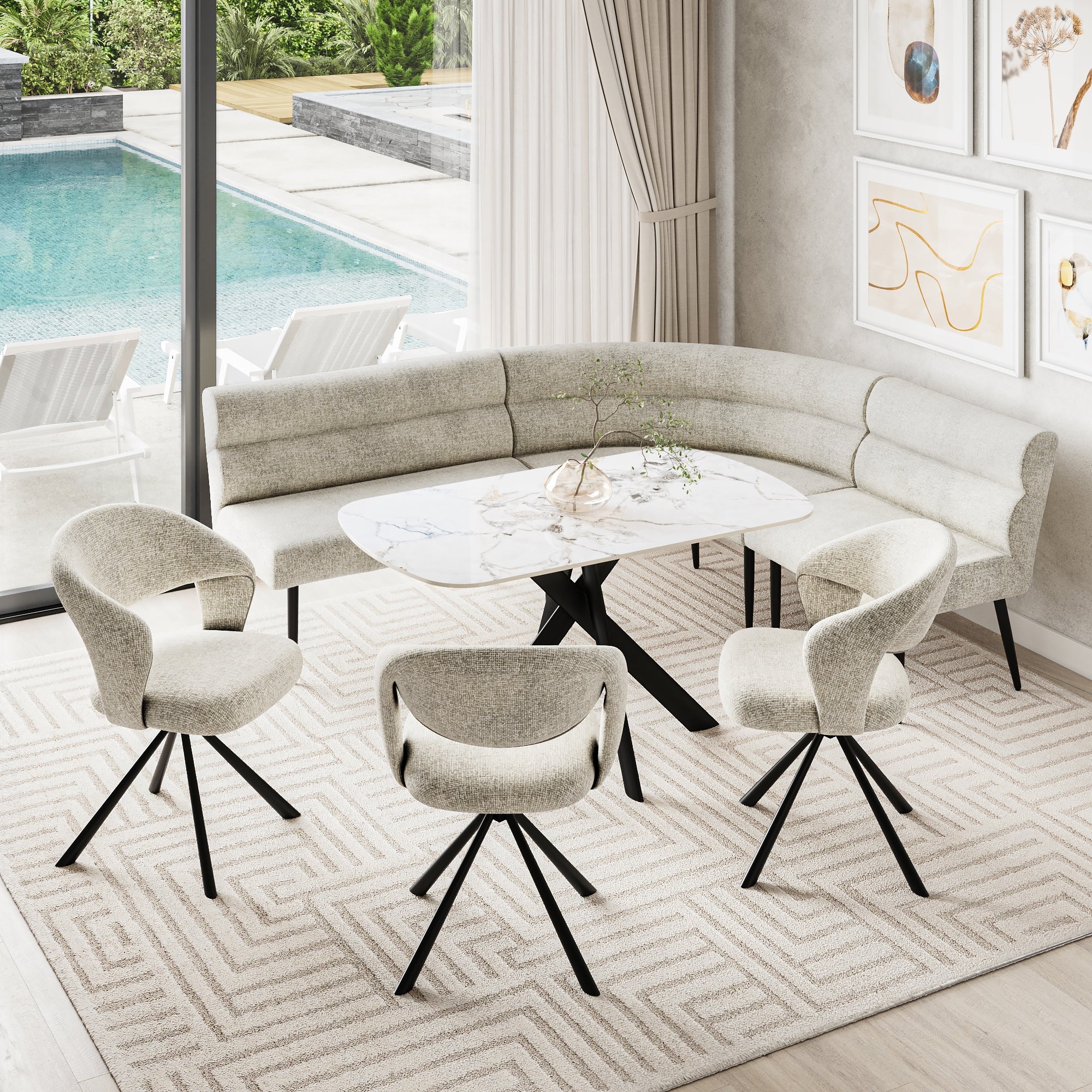 Lazzaro Fabric Curved Corner Bench