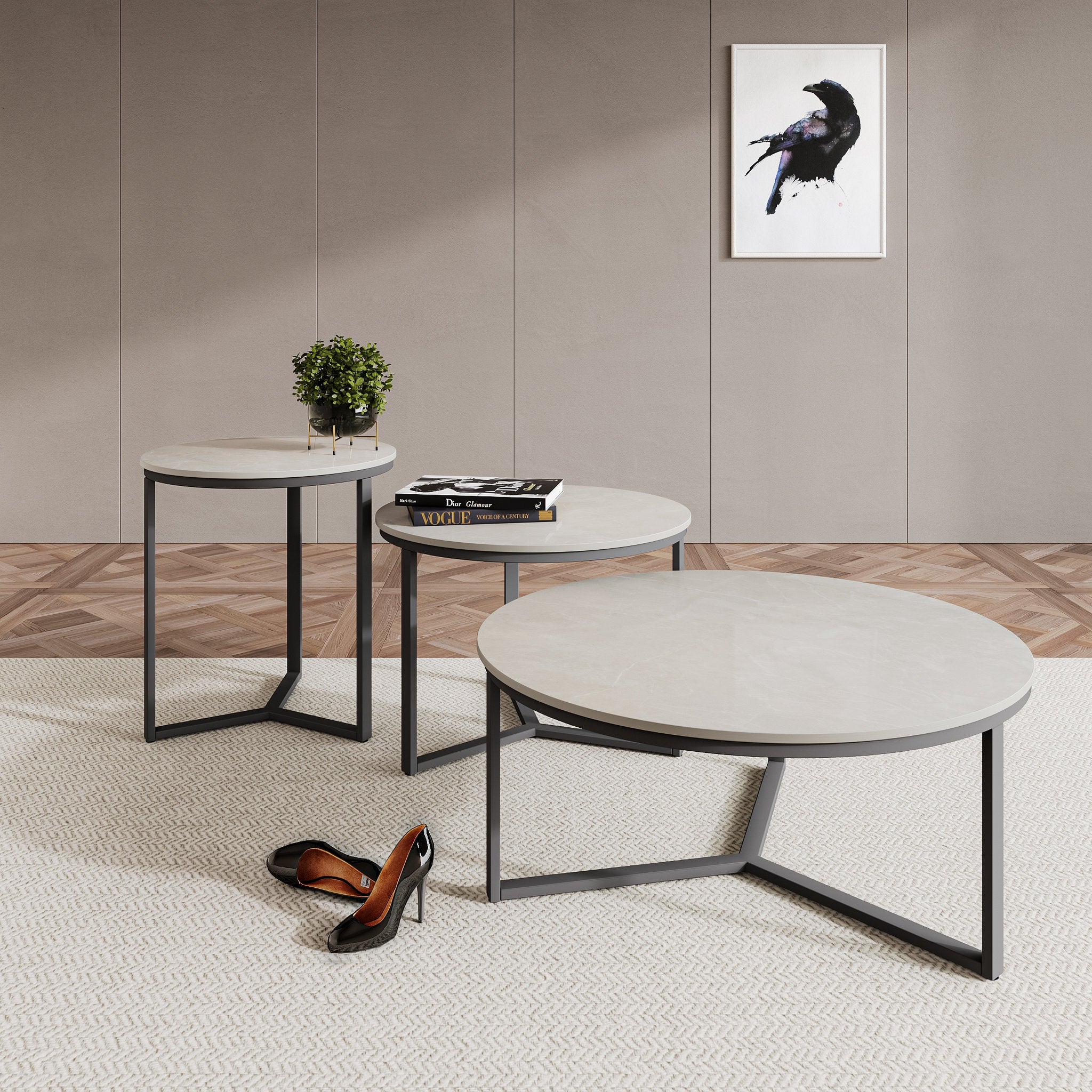 Roma 3pc Ceramic Coffee Table Set