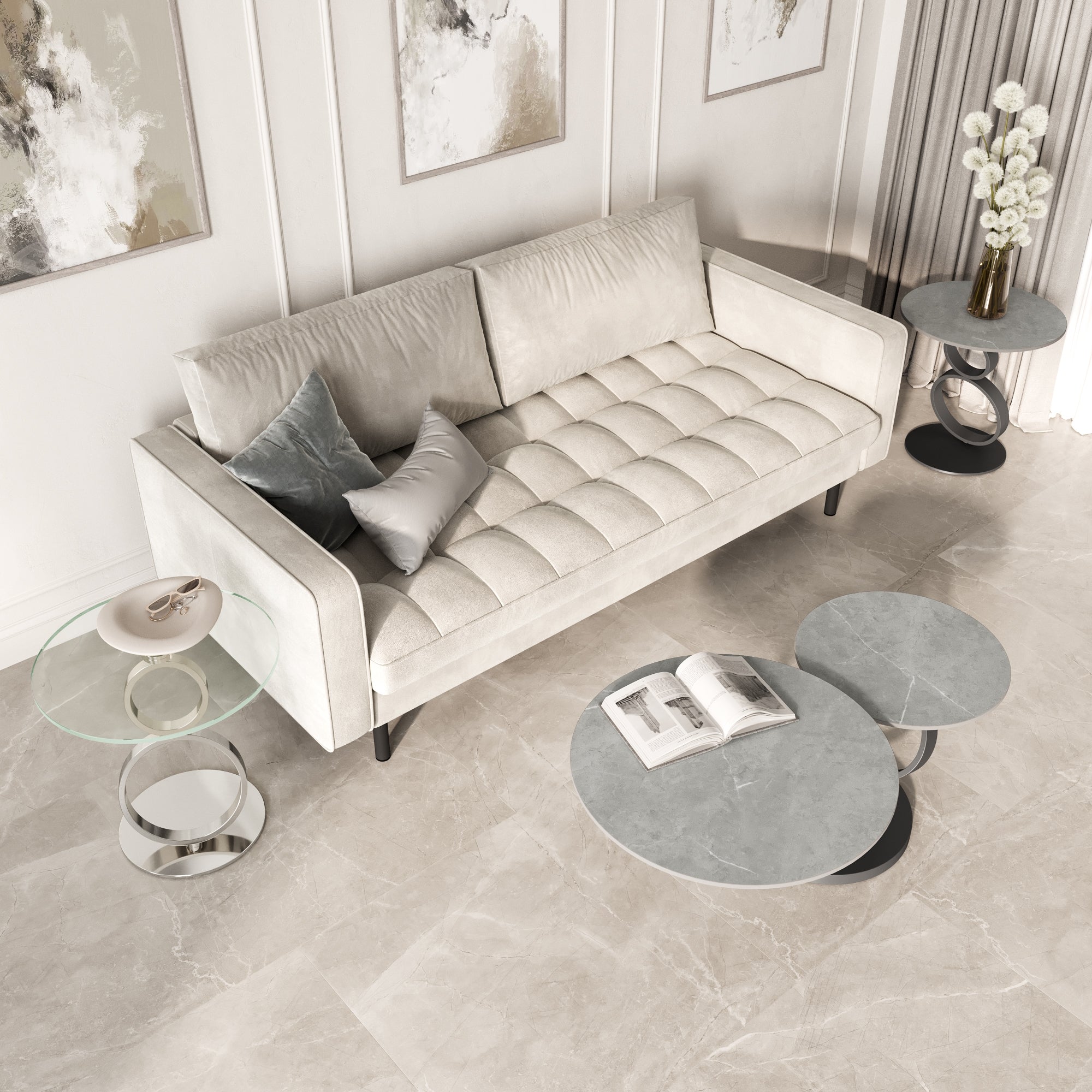 Olympia Matte Grey Ceramic Coffee Table