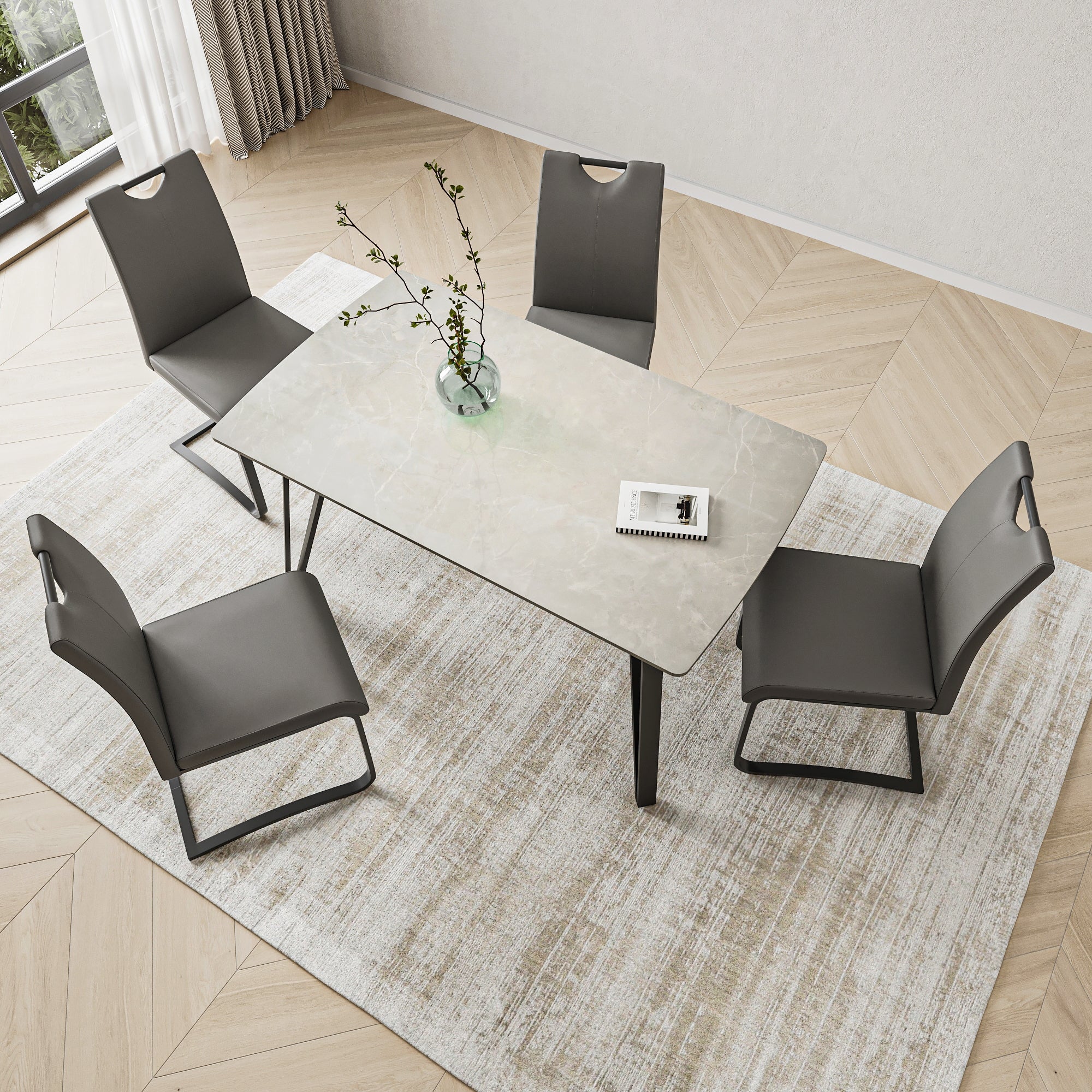 Riviera 140cm Grey Ceramic Dining Table