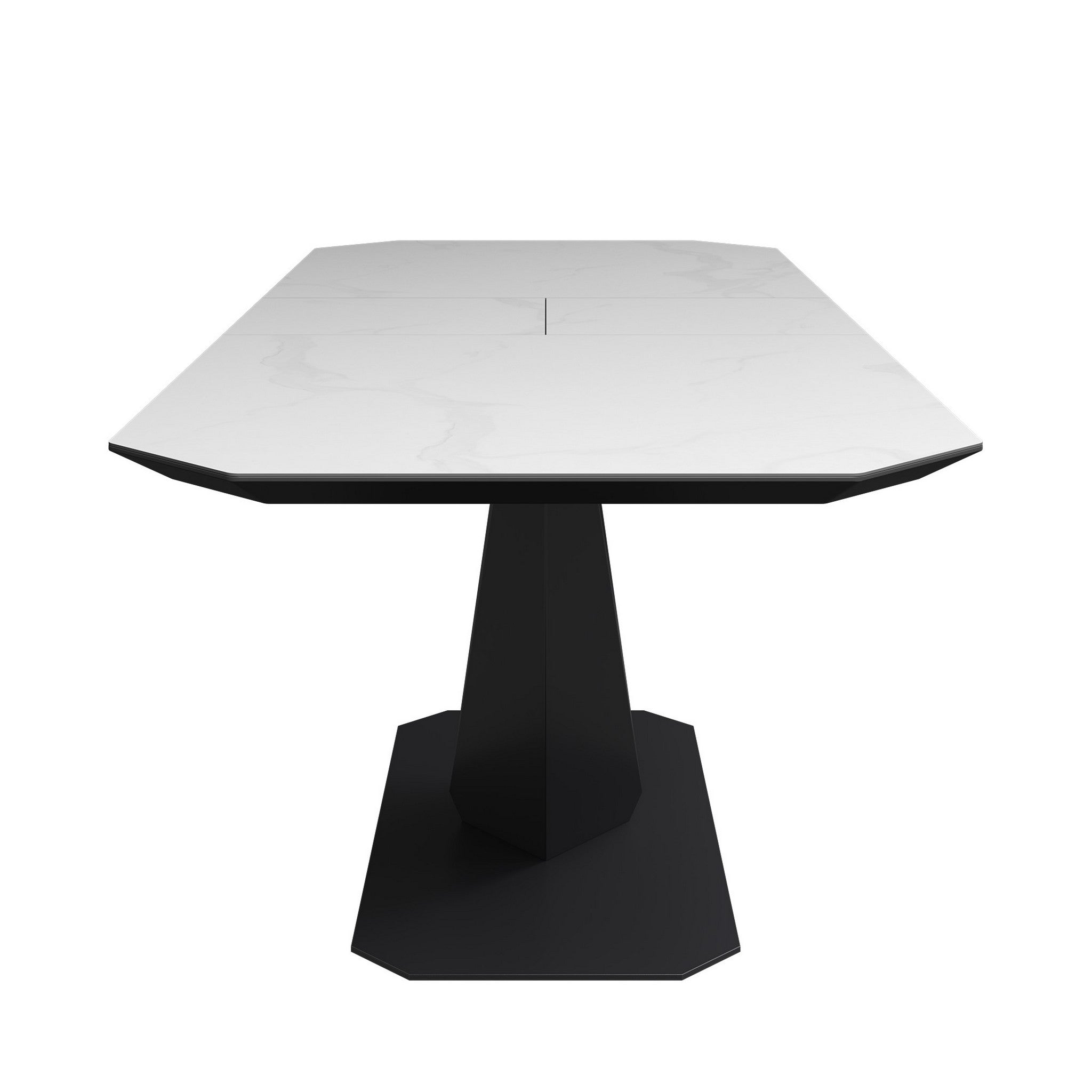 Vizarri 180-220cm Matte White Ceramic Auto-rise Extending Dining Table