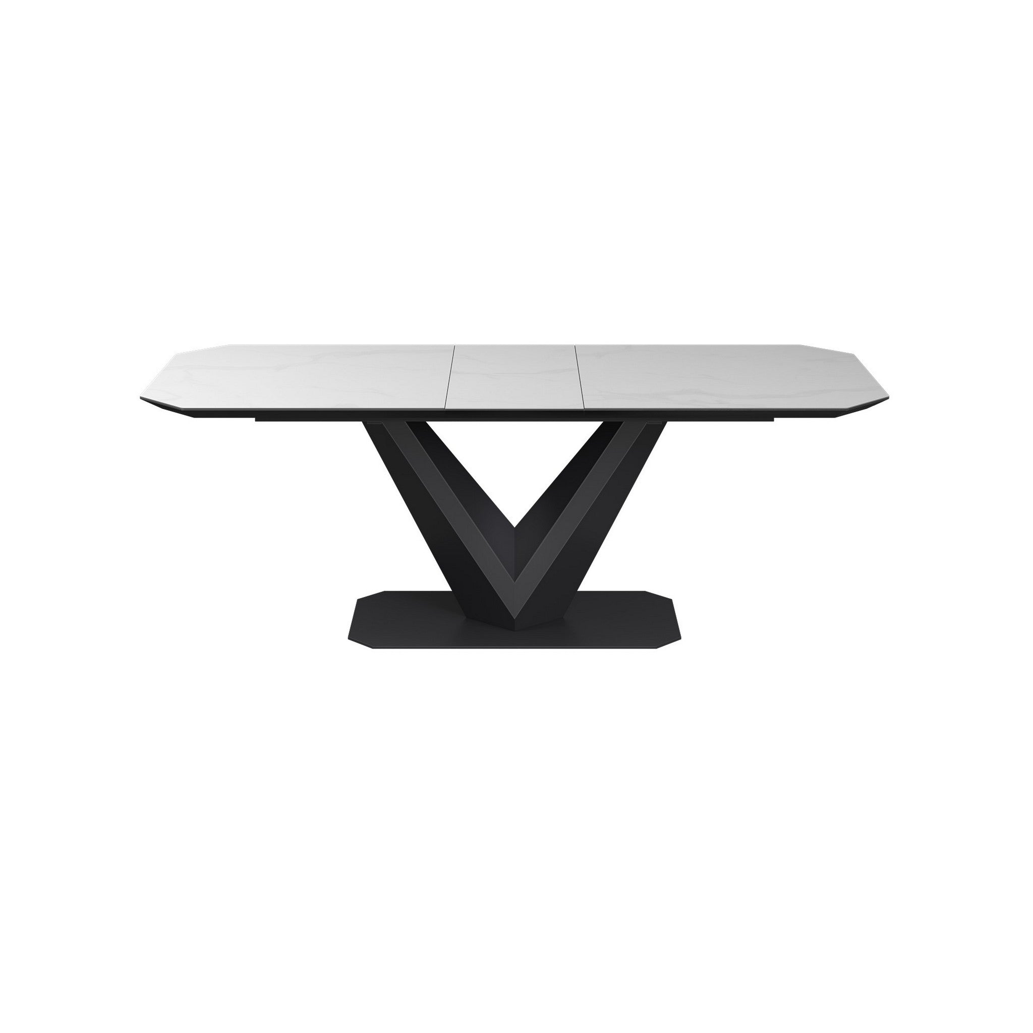 Vizarri 180-220cm Matte White Ceramic Auto-rise Extending Dining Table