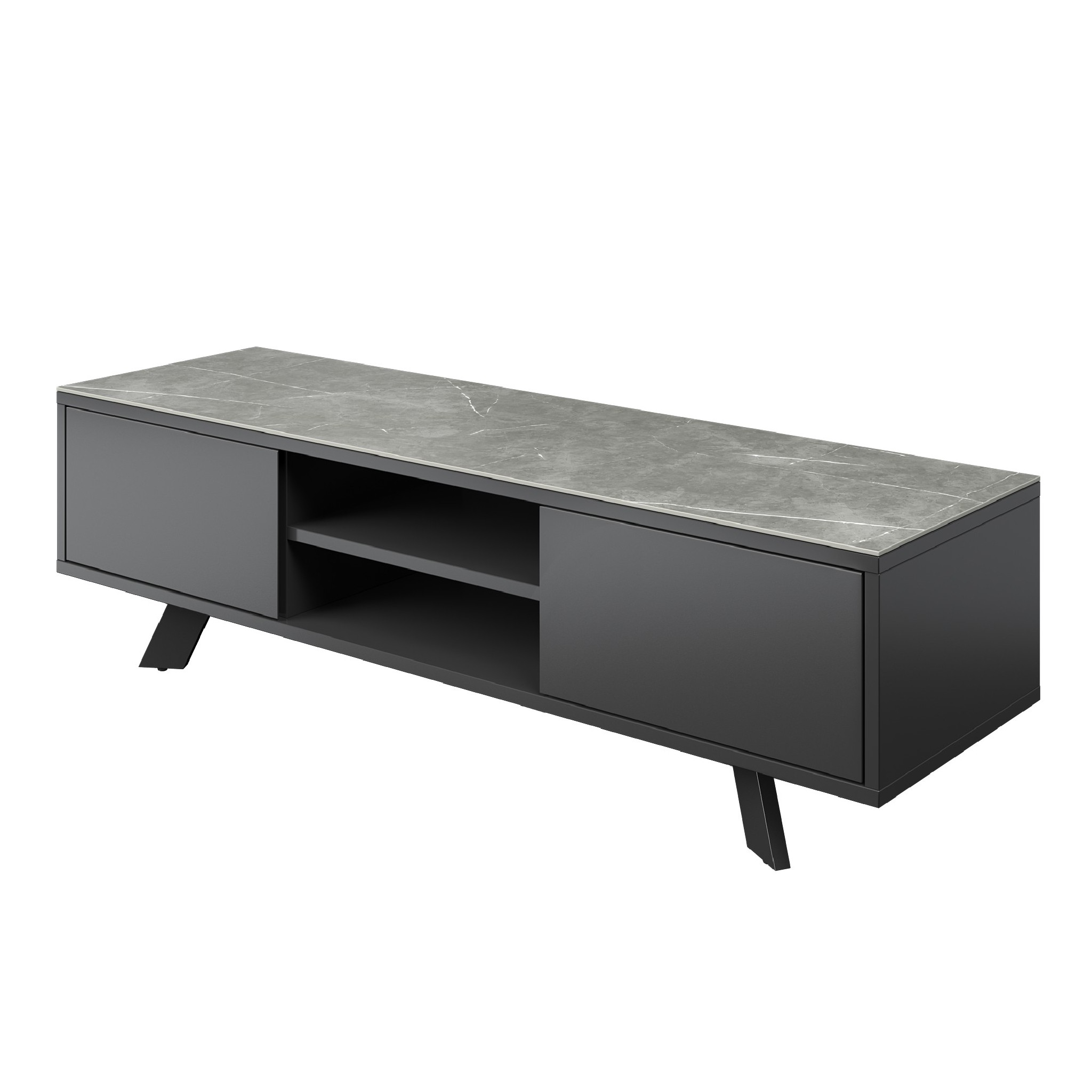 Azzaro Matte Grey Ceramic TV Unit