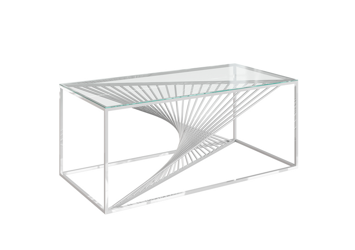 Abstract Clear Glass Coffee Table