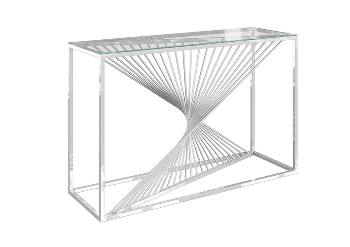 Abstract Clear Glass Console Table