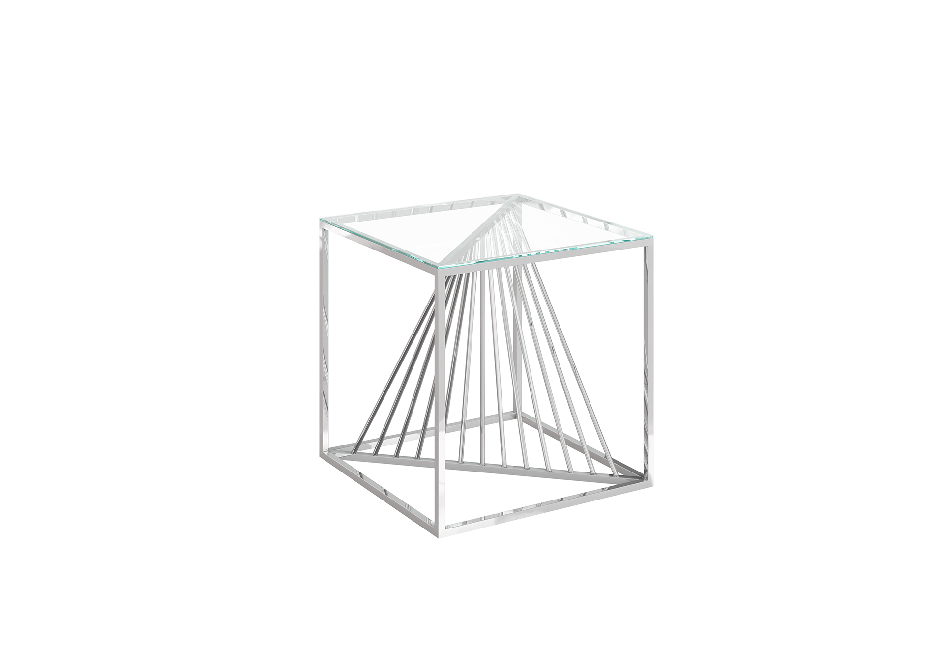 Abstract Clear Glass Side Table