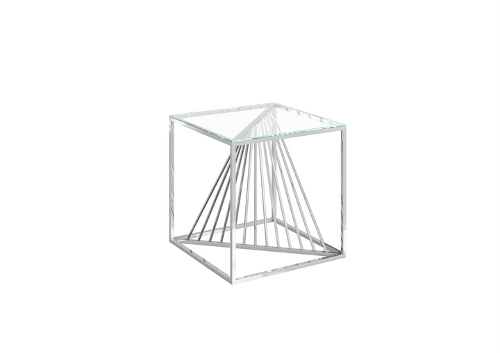 Abstract Clear Glass Side Table