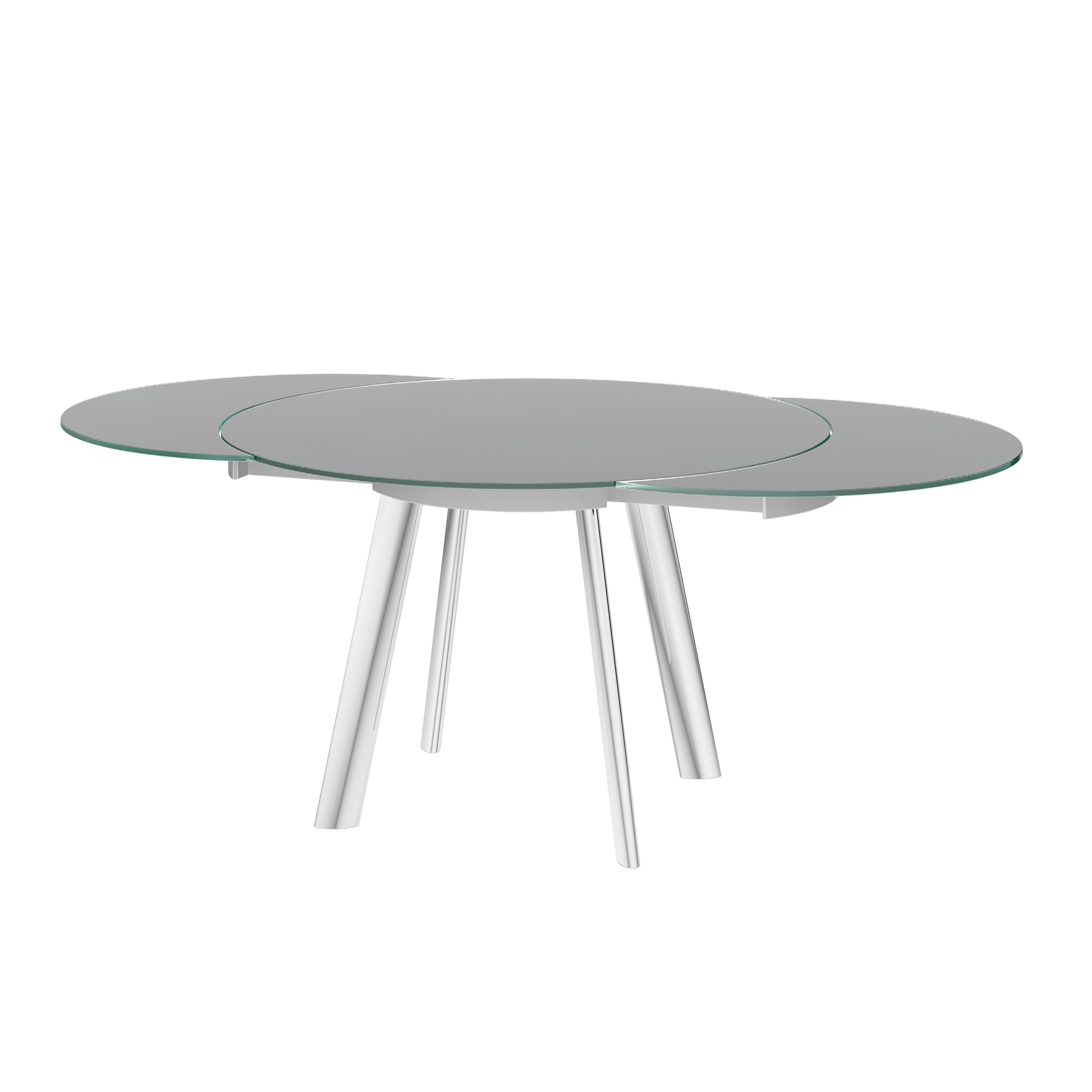 Omega 102-166cm Glass Swivel Extending Dining Table