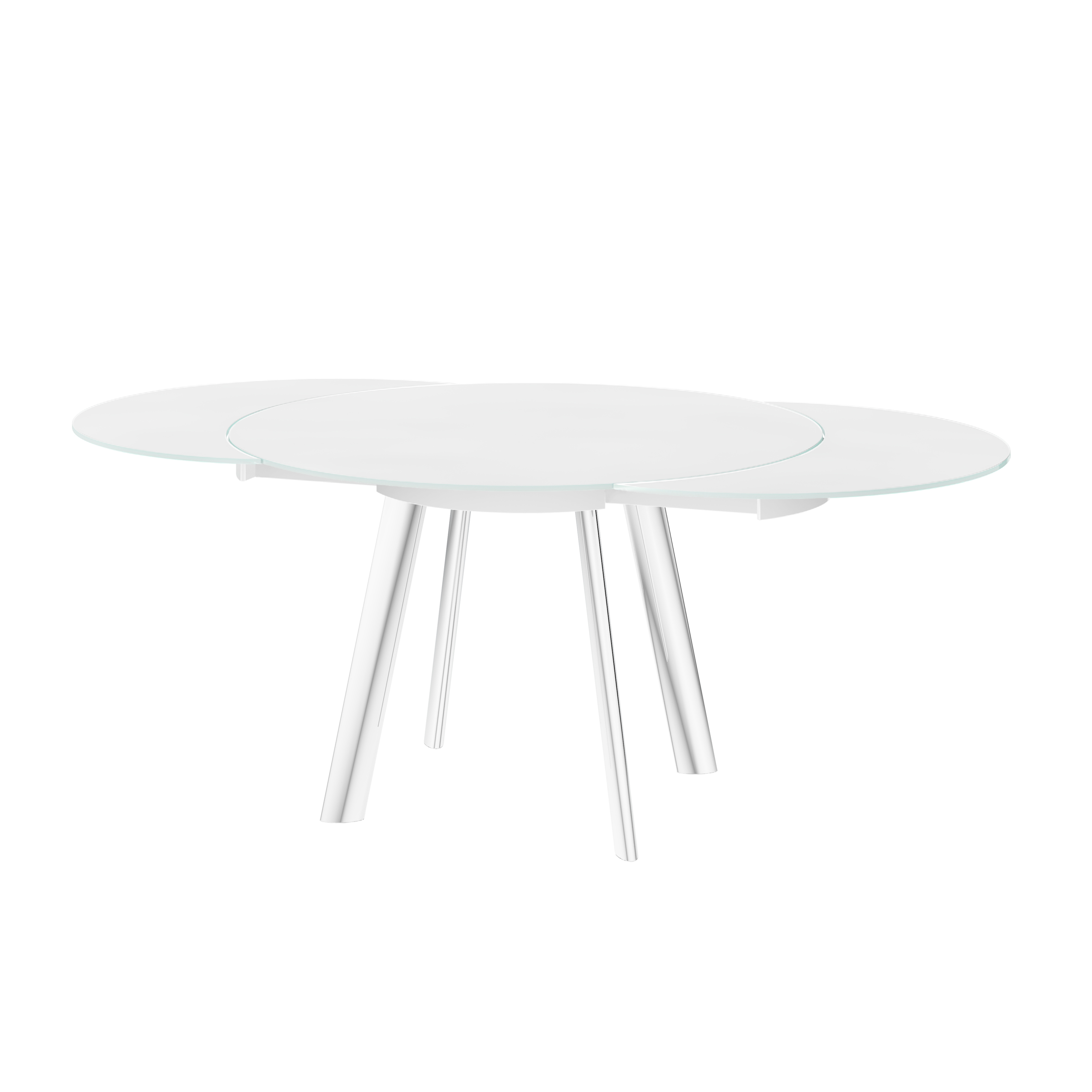 Omega 102-166cm Glass Swivel Extending Dining Table