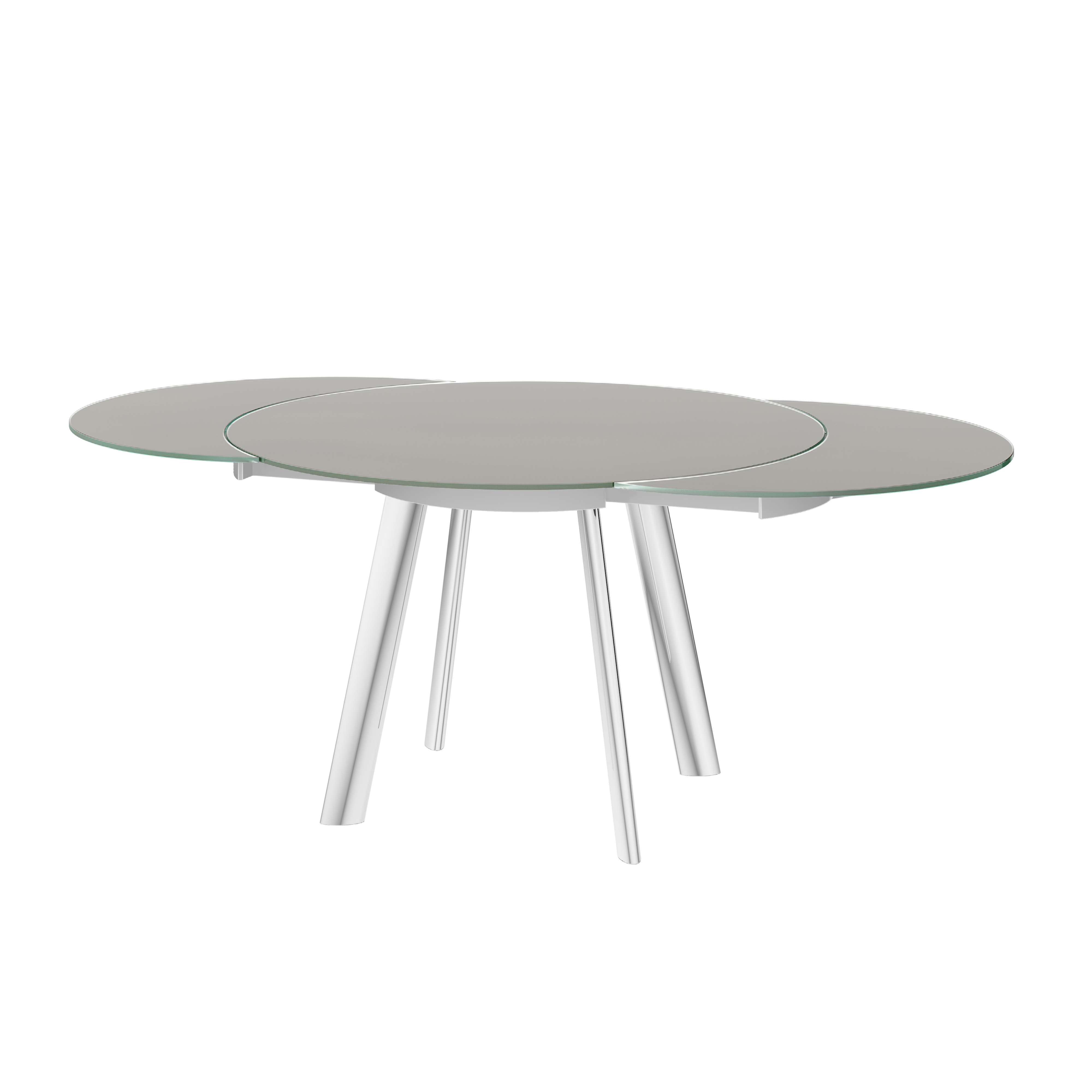 Omega 102-166cm Glass Swivel Extending Dining Table