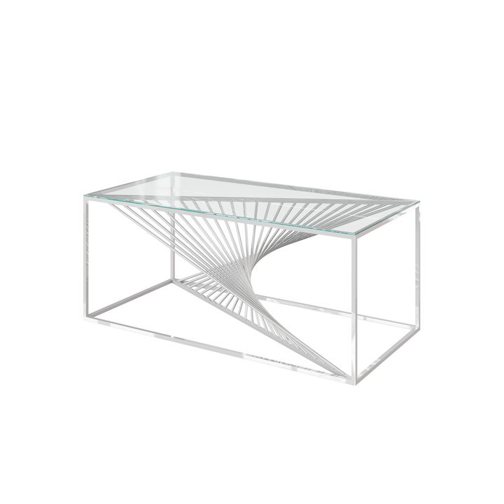 Abstract Clear Glass Coffee Table