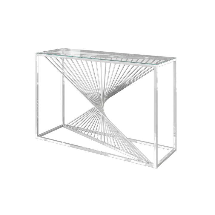 Abstract Clear Glass Console Table