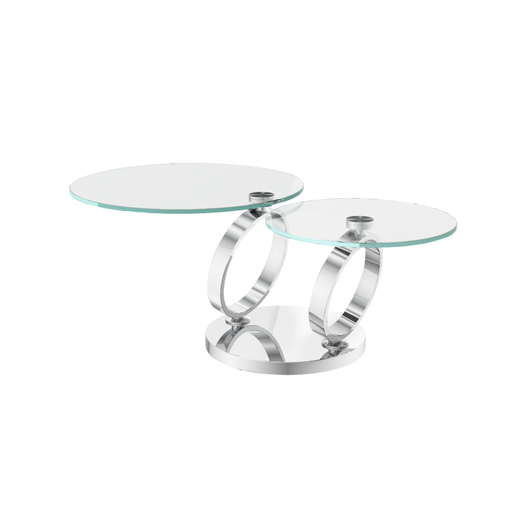 Olympia Clear Glass Swivel Extending Coffee Table