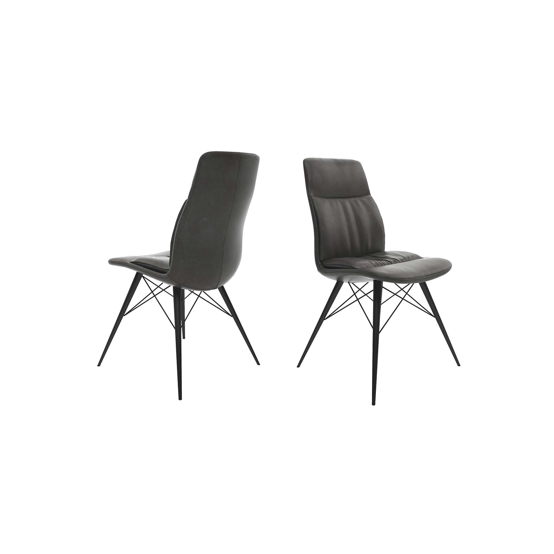 Alexa Vintage Grey Faux Leather Dining Chair