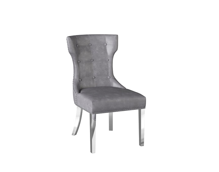 Alisa Grey Leather Dining Chair